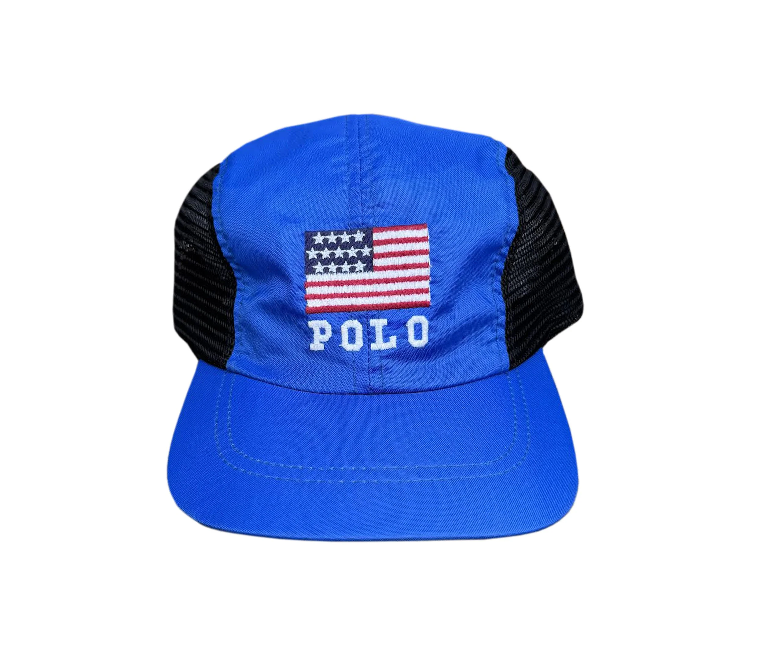 Vintage Polo Sport Ralph Lauren Blue Nylon Flag Hat — RootsBK